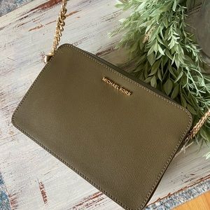 Jet set olive leather, Crossbody, Michael Kors